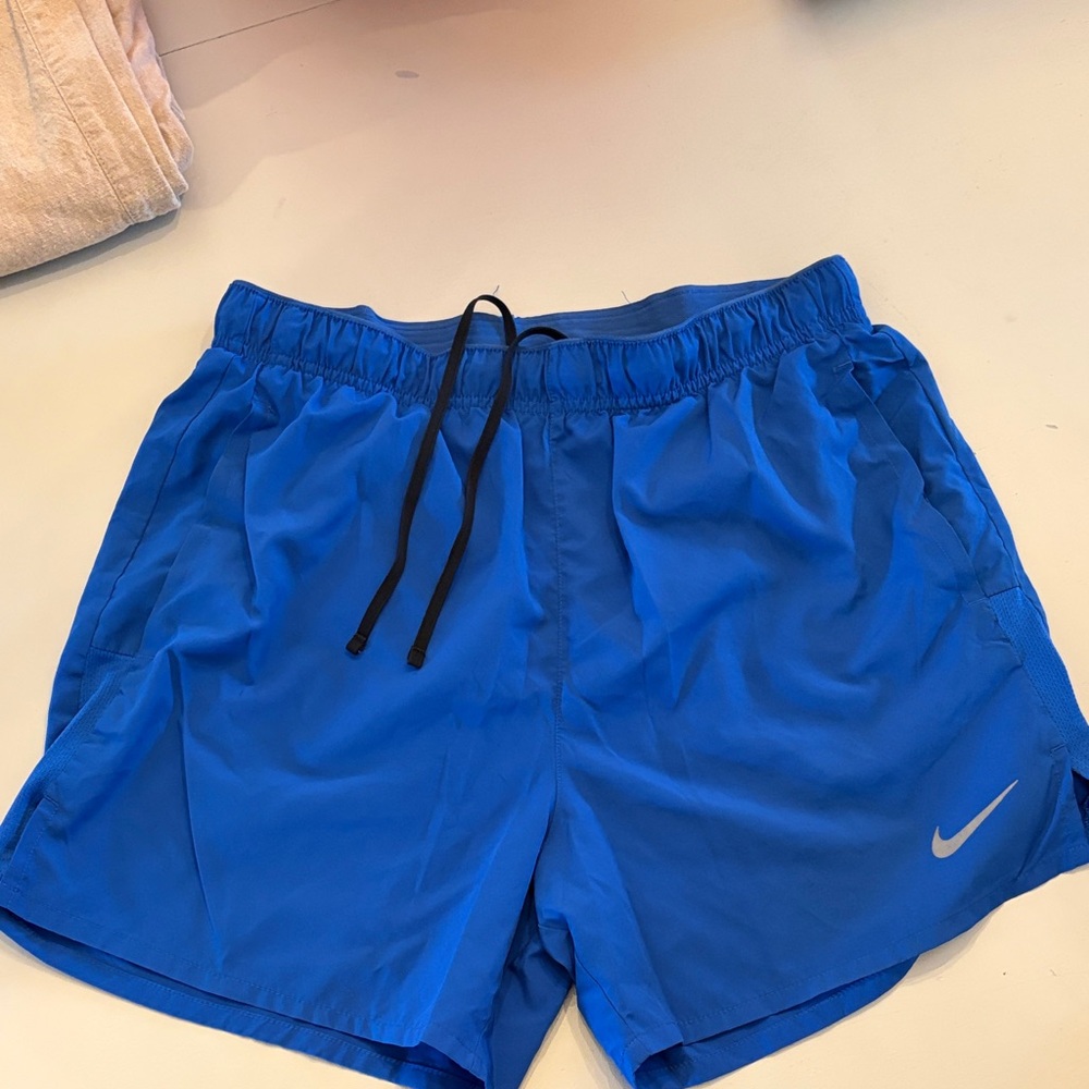 Nike Men's Royal Blue Running Shorts with Black Drawstring